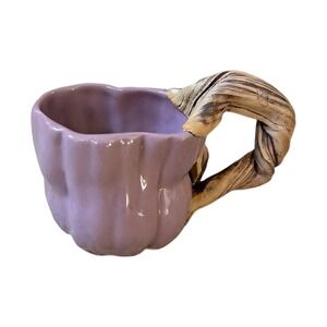 Terrafirma Ellen Evans Art Pottery Mug Gourd Twig Handle Purple Vintage Signed